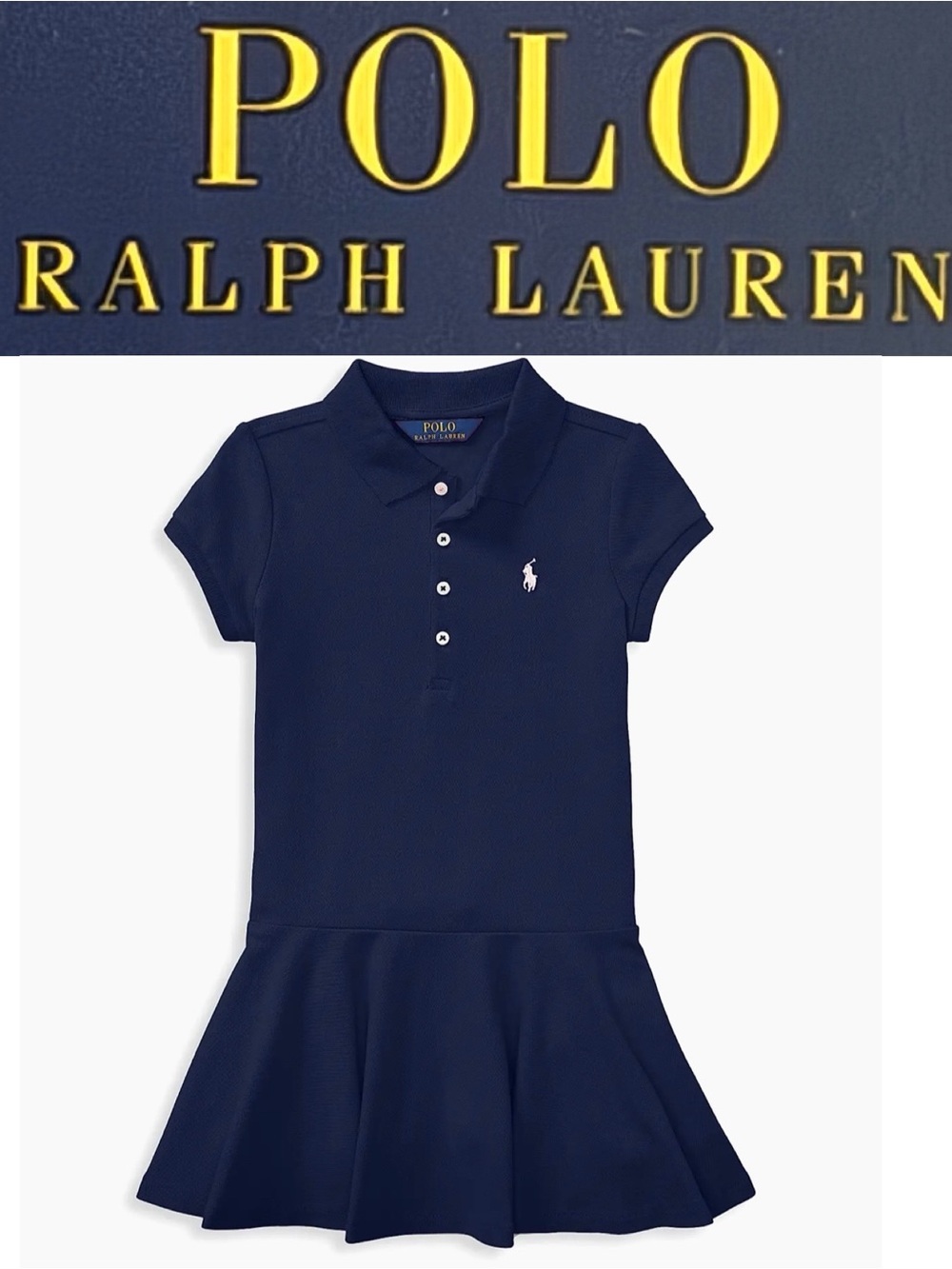 Polo by Ralph Lauren Navy Girls' Polo Dress with Embroidered Pony NWT 2T
